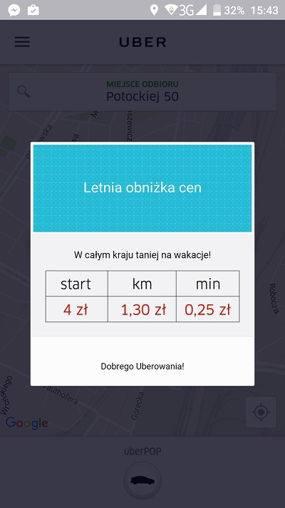 uber opłaty